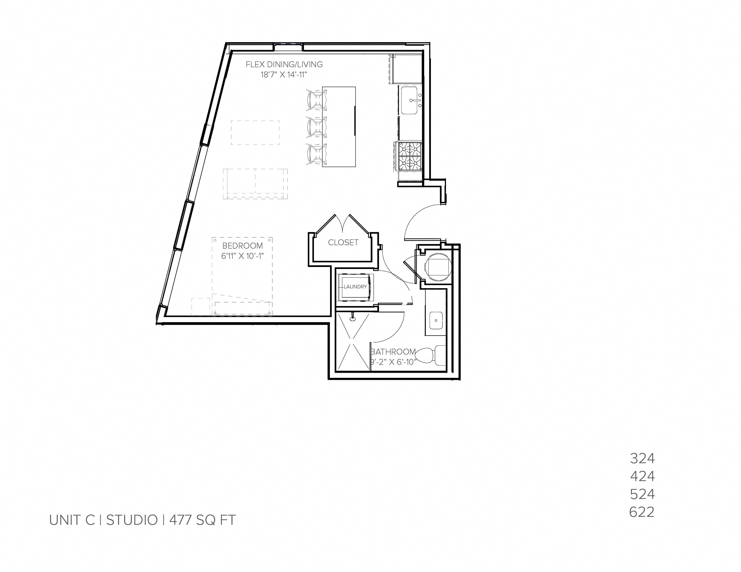 Unit C Studio at Steelcote Square, St. Louis, MO, 63103